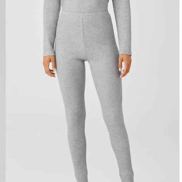 *NWT* EILEEN FISHER Cozy Waffle Knit High-Waisted Leggings size S Small Black - Picture 6 of 10